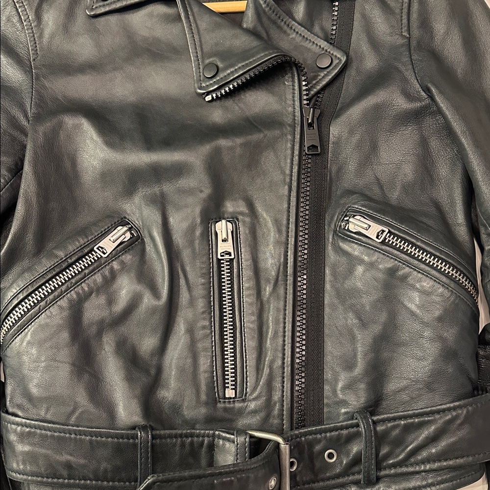 All Saints Wyatt Zip Biker Jacket Size US 2 UK 6 EU 34 - Picture 4 of 8